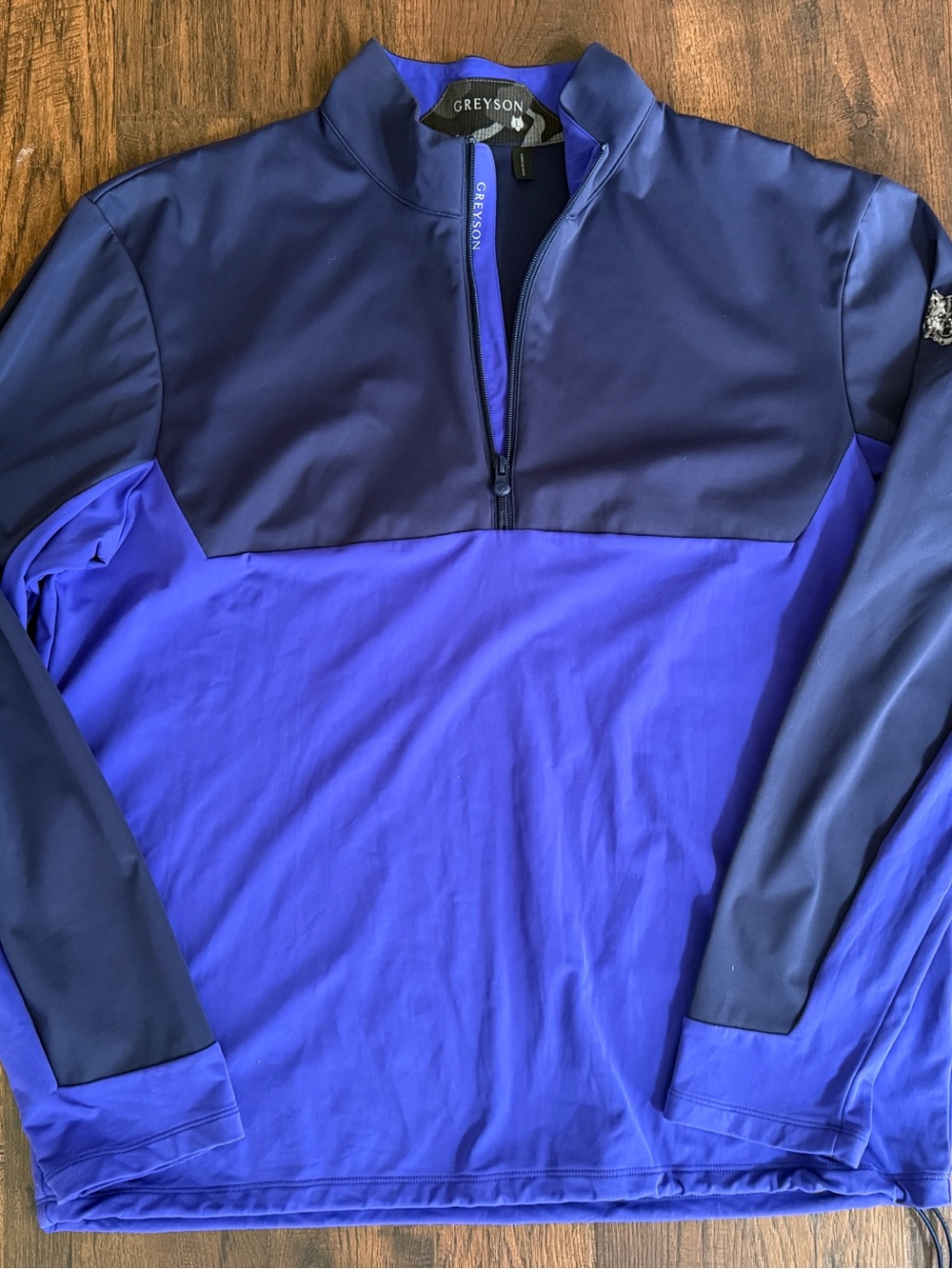 Greyson Men’s Large Blue Colorblock Quarter Zip Performance Golf Pullover
